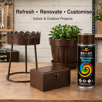 Gloss Spray Paint 400ml Universal Multi-Surface - RAL 8017 Chocolate Brown - For Metal, Wood, Plastic - Indoor and Outdoor Use