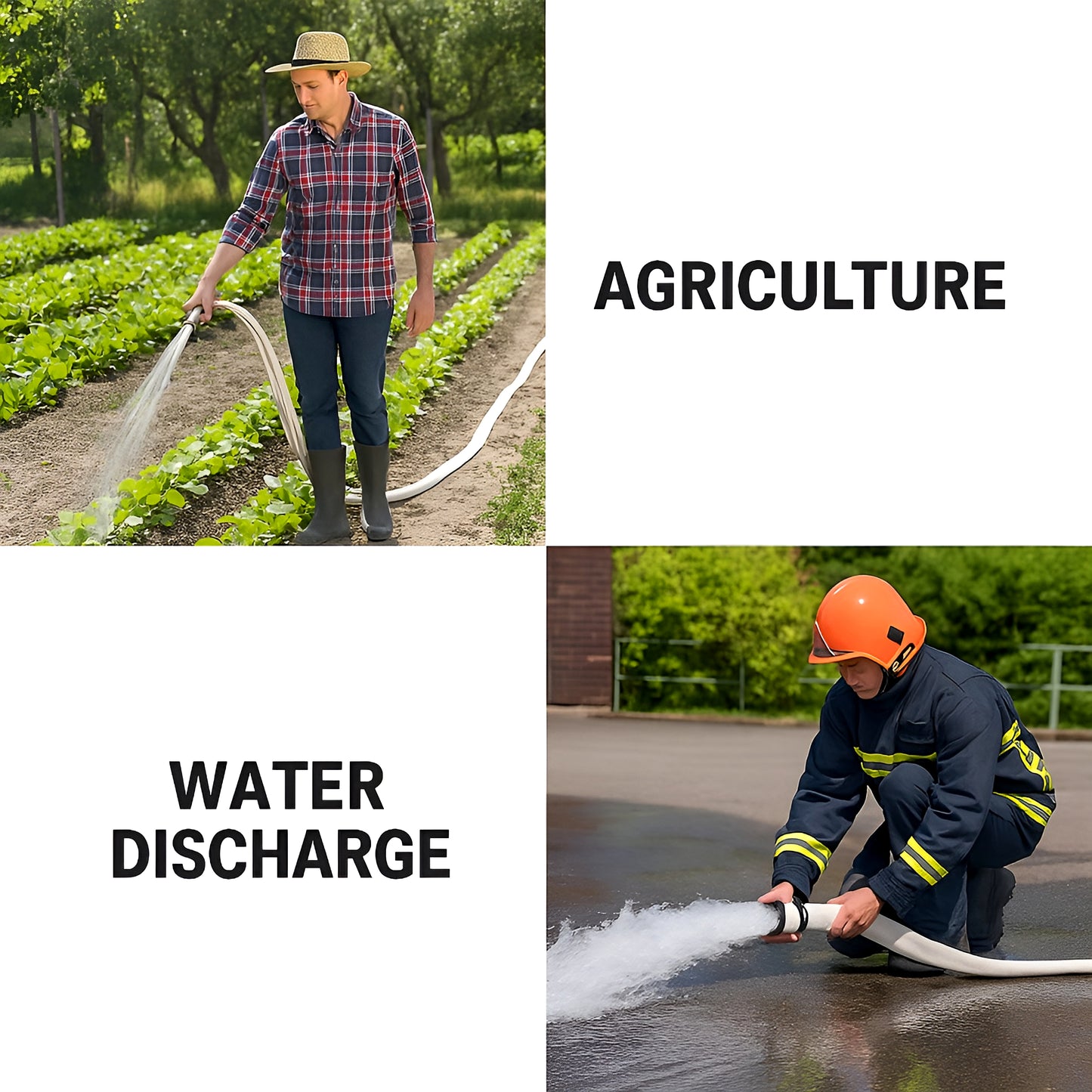 Lay Flat Hose Set 25 mm / 1 inch x 10 m with Repair Joiner & 2 Clips - 8 Bar Working Pressure - Flexible Flat Water Discharge Hose