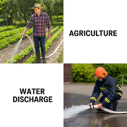 Lay Flat Hose Set 25 mm / 1 inch x 15 m with Repair Joiner & 2 Clips - 8 Bar Working Pressure - Flexible Flat Water Discharge Hose