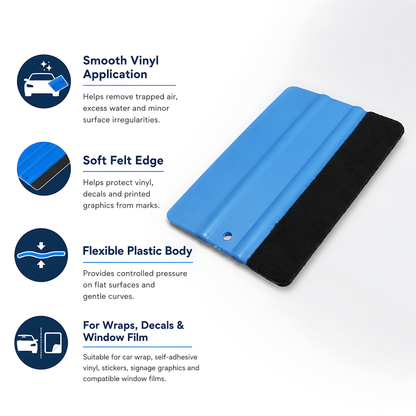Felt Edge Vinyl Wrap Squeegee 125 x 80mm for Car Decals, Window Film, Vinyl Wraps, Graphics and Stickers Applicator