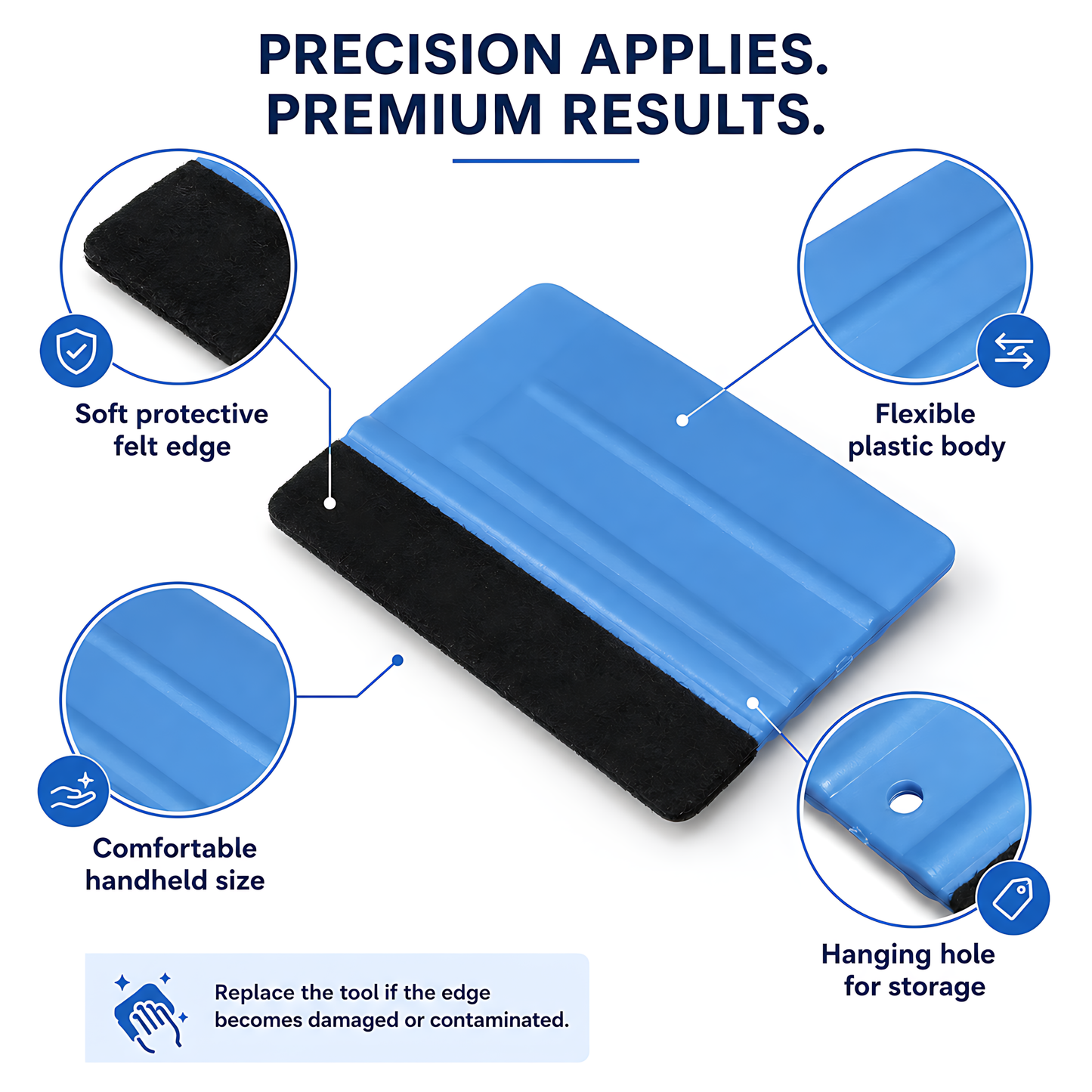 Felt Edge Vinyl Wrap Squeegee 125 x 80mm for Car Decals, Window Film, Vinyl Wraps, Graphics and Stickers Applicator