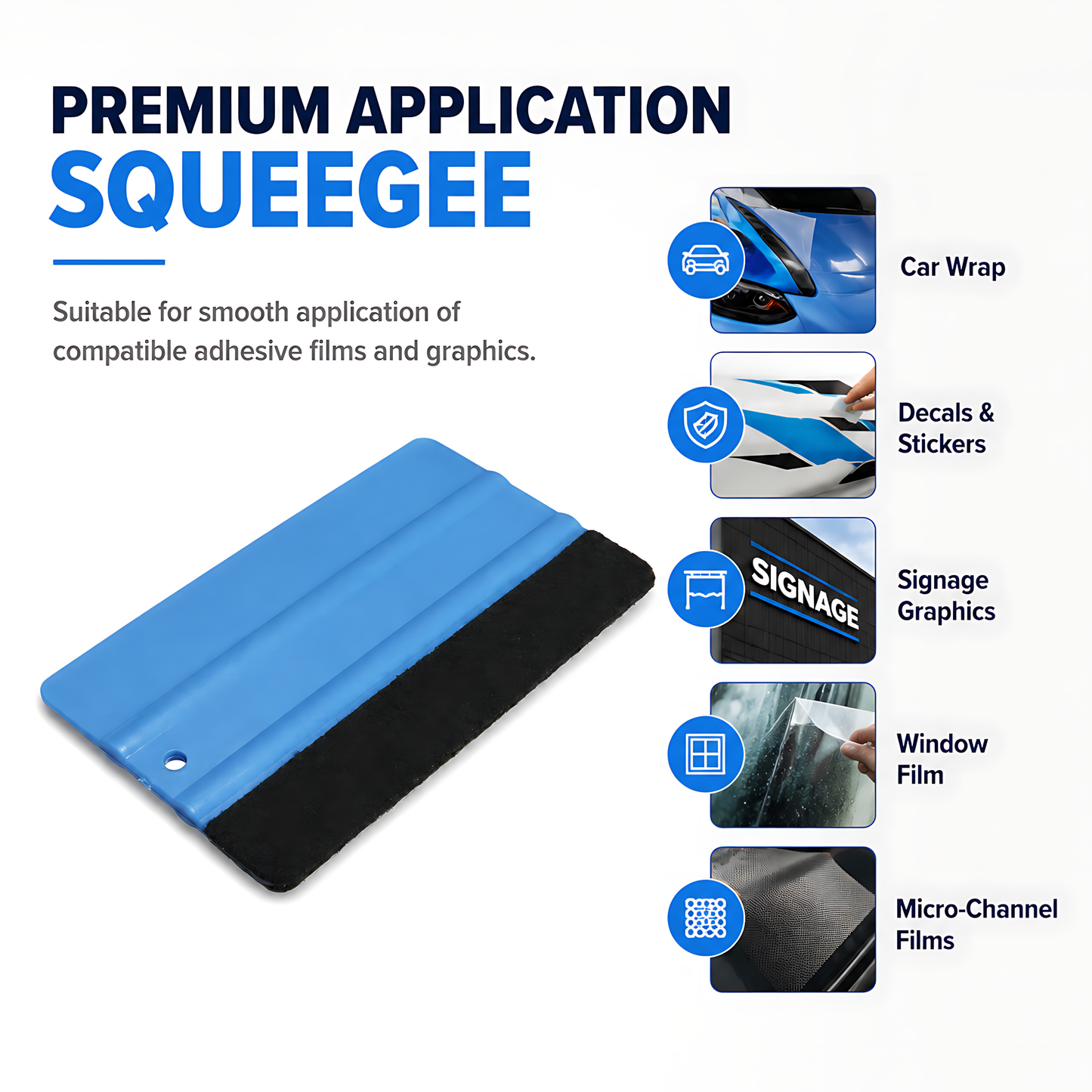 Felt Edge Vinyl Wrap Squeegee 125 x 80mm for Car Decals, Window Film, Vinyl Wraps, Graphics and Stickers Applicator