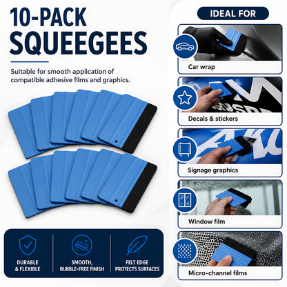 10 x Felt Edge Vinyl Wrap Squeegee 125 x 80mm for Car Decals, Window Film, Vinyl Wraps, Graphics and Stickers Applicator