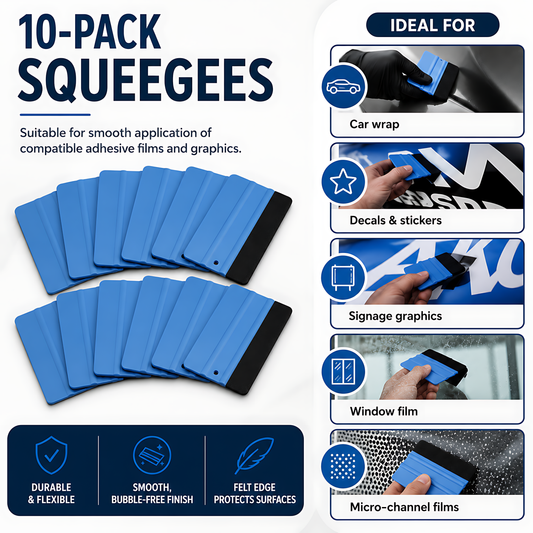 10 x Felt Edge Vinyl Wrap Squeegee 125 x 80mm for Car Decals, Window Film, Vinyl Wraps, Graphics and Stickers Applicator