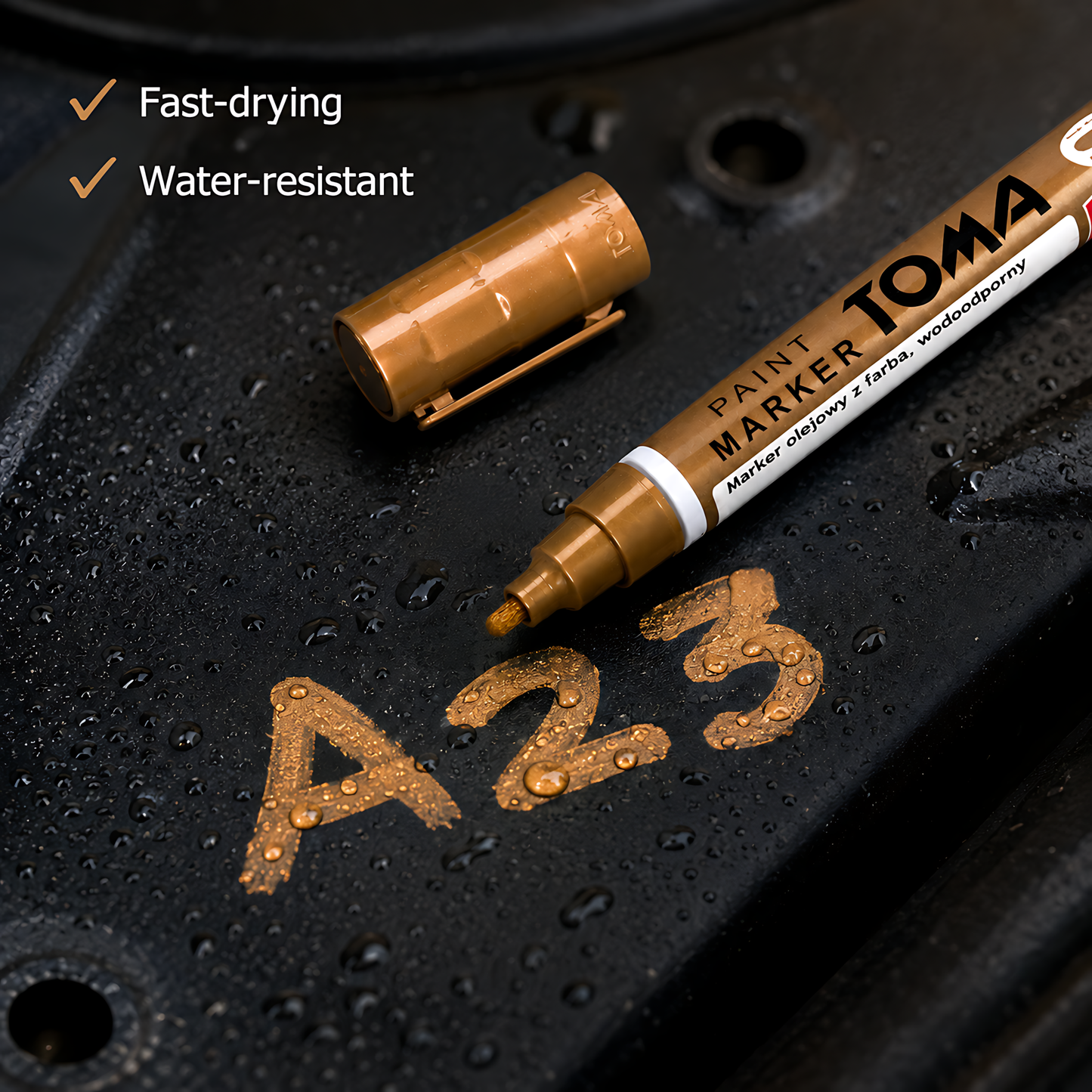 Copper Permanent Marker Pen - Oil-Based Paint - 2.5mm Round Tip, Fast-Drying Waterproof Ink - Universal for All Surfaces