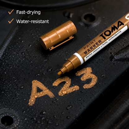 Copper Permanent Marker Pen - Oil-Based Paint - 2.5mm Round Tip, Fast-Drying Waterproof Ink - Universal for All Surfaces
