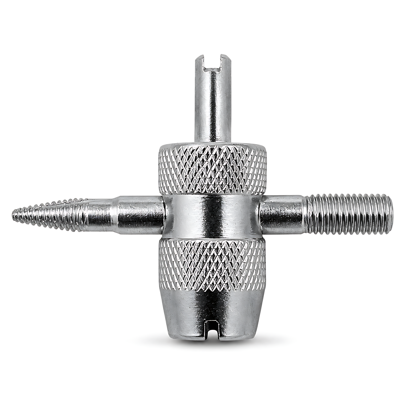 4-in-1 Tyre Valve Tool for Cars & Bikes, Core Remover, Thread Repair - Valve Stem Cleaning, Internal & External Thread Chasing