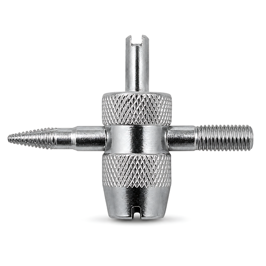 4-in-1 Tyre Valve Tool for Cars & Bikes, Core Remover, Thread Repair - Valve Stem Cleaning, Internal & External Thread Chasing