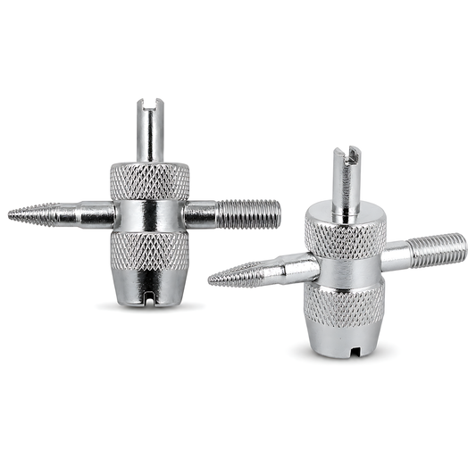 2 x 4-in-1 Tyre Valve Tool for Cars & Bikes, Core Remover, Thread Repair - Valve Stem Cleaning, Internal & External Thread Chasing
