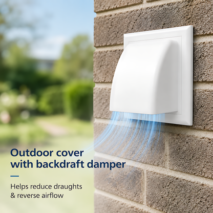 100mm Through-Wall Ventilation Kit with 500mm Duct and Adjustable Grille for Bathrooms, Kitchens, Toilets and Utility Rooms