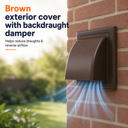 100mm Wall Vent Kit with 500mm Duct, Adjustable Grille and Brown Cover for Bathrooms, Kitchens, Toilets and Utility Rooms