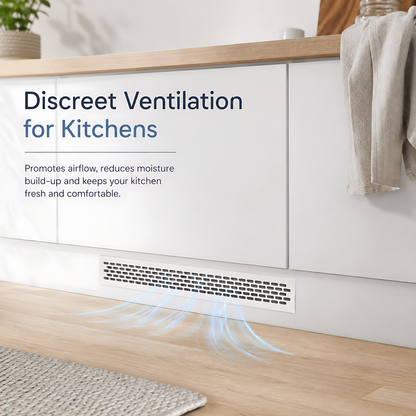 Rectangular Metal Ventilation Grille 460 x 45mm - White Matt Colour - Air Vent Cover,  485 x 60mm Overall, 15mm Flange