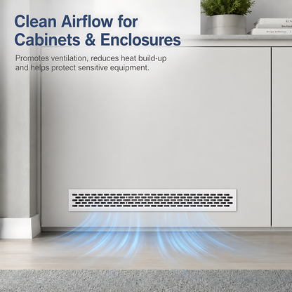 Rectangular Metal Ventilation Grille 460 x 45mm - White Matt Colour - Air Vent Cover,  485 x 60mm Overall, 15mm Flange