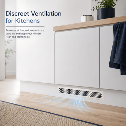 Rectangular Metal Ventilation Grille 460 x 45mm - Silver Matt Colour - Air Vent Cover,  485 x 60mm Overall, 15mm Flange