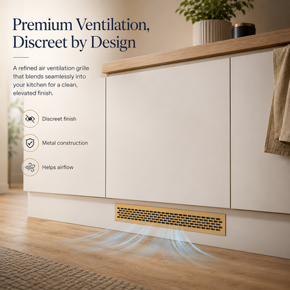 Rectangular Metal Ventilation Grille 460 x 45mm - Gold Matt Colour - Air Vent Cover,  485 x 60mm Overall, 15mm Flange