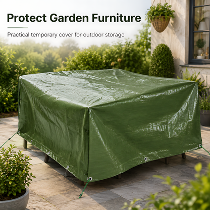 Green Tarpaulin 10 x 12m Heavy-Duty Waterproof 90gsm with 10m Elastic Tie Rope - Tarp Sheet Cover for Garden Furniture, Logs