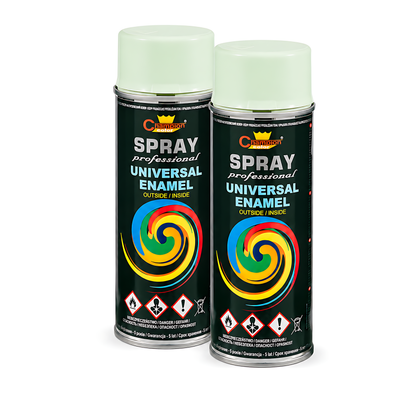 2 x 400ml Gloss Spray Paint Universal Multi-Surface - RAL 6019 Pastel Green - For Metal, Wood, Plastic - Indoor and Outdoor Use