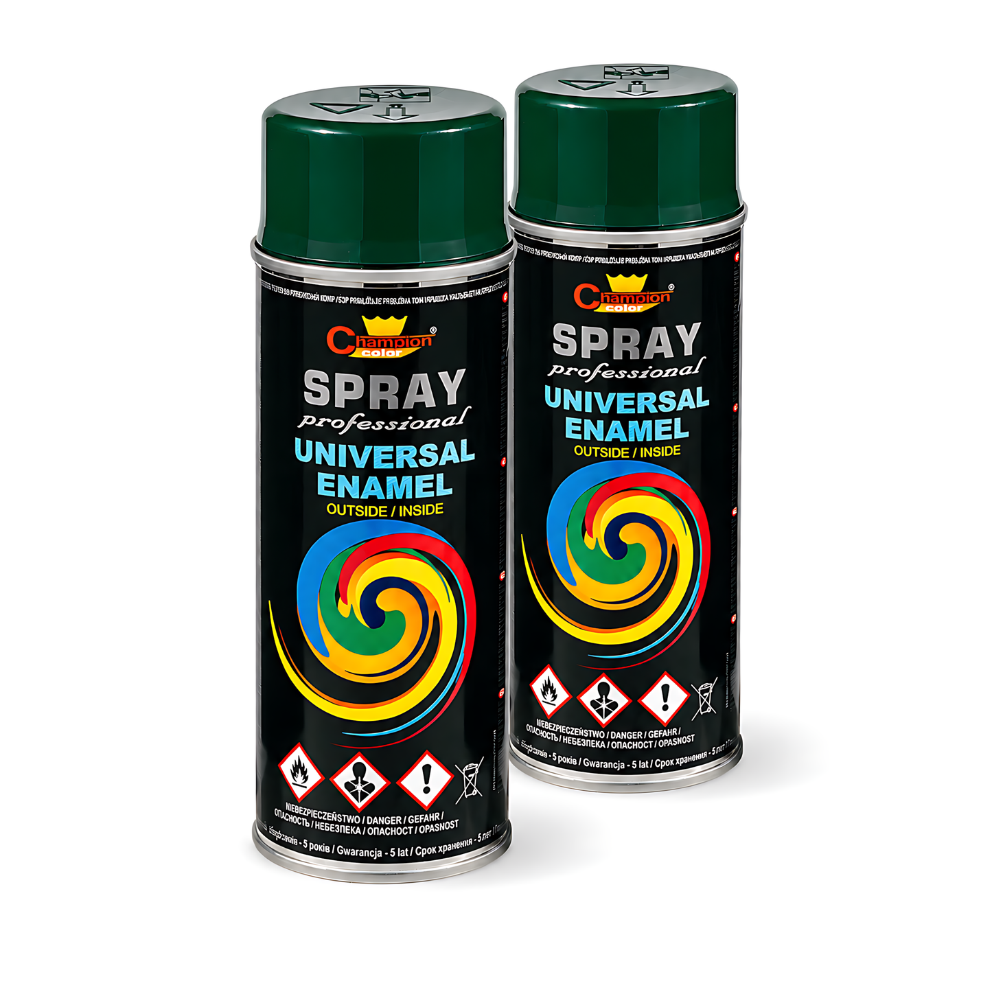 2 x 400ml Gloss Spray Paint Universal Multi-Surface - RAL 6005 Moss Green - For Metal, Wood, Plastic - Indoor and Outdoor Use