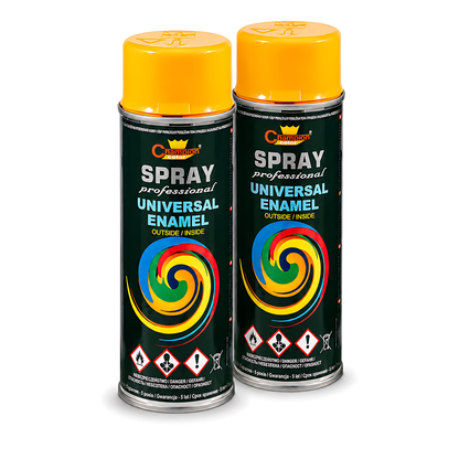 2 x 400ml Gloss Spray Paint Universal Multi-Surface - RAL 1028 Melon Yellow - For Metal, Wood, Plastic - Indoor and Outdoor Use