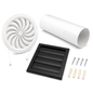 100mm 4 Inch Wall Vent Kit with 500mm Duct & Black Backdraught Grille for Bathrooms, Kitchens, Toilets, Cloakrooms & Utility Rooms