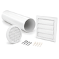 100mm Wall Vent Kit with 500mm Duct, Indoor Grille & Backdraught Vent for Bathrooms, Kitchens, Toilets, Cloakrooms & Utility Rooms