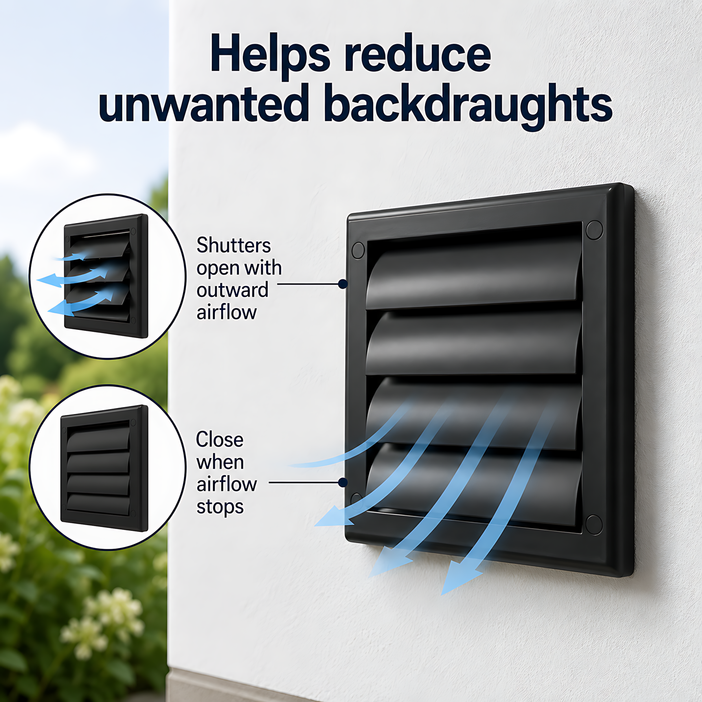 100mm 4 Inch Wall Vent Kit with 500mm Duct & Black Backdraught Grille for Bathrooms, Kitchens, Toilets, Cloakrooms & Utility Rooms