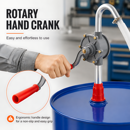 Manual Rotary Drum and Barrel Pump for Diesel, Heating Oil and Lubricants - Machinery Refilling, Workshop Maintenance, Garage Use