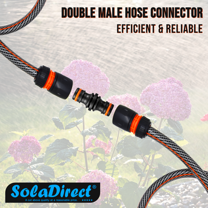 Double Male Hose Connector Coupler Extender Joiner - Leak-Proof & Durable - Compatible with Hozelock, Gardena (Black x 1 Pc)
