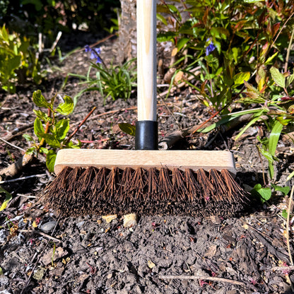 9" Deck Scrub Brush with Handle - Heavy Duty Outdoor Stiff Bassine Bristles Scrubbing Broom - Hard Brush for Decking Patio Garden