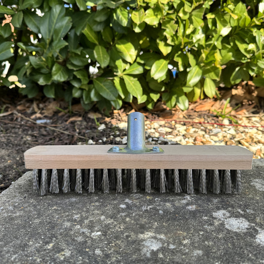 Heavy Duty Wire Broom Deck Scrub Brush Head, Garden Broom with Metal Wire Bristles - 30 cm / 12" Stiff Outdoor Brush