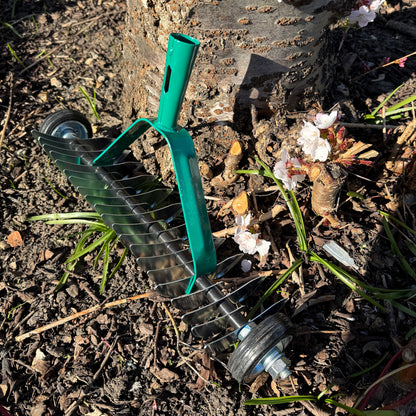Lawn Aerator Scarifier Head, Effective Manual Lawn Grass Soil Maintenance, Hand Dethatching Rake, Garden Tool (Rolling)
