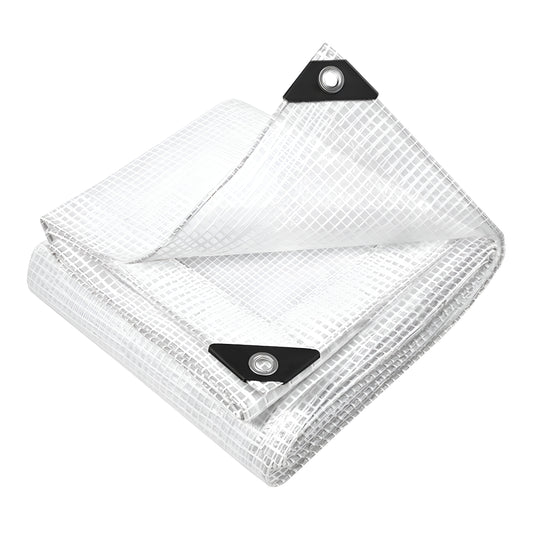 5 x 6 m Heavy-Duty Tarpaulin Cover - Clear 100GSM - Waterproof, Frost-Resistant, UV Protection, Multipurpose, Groundsheet