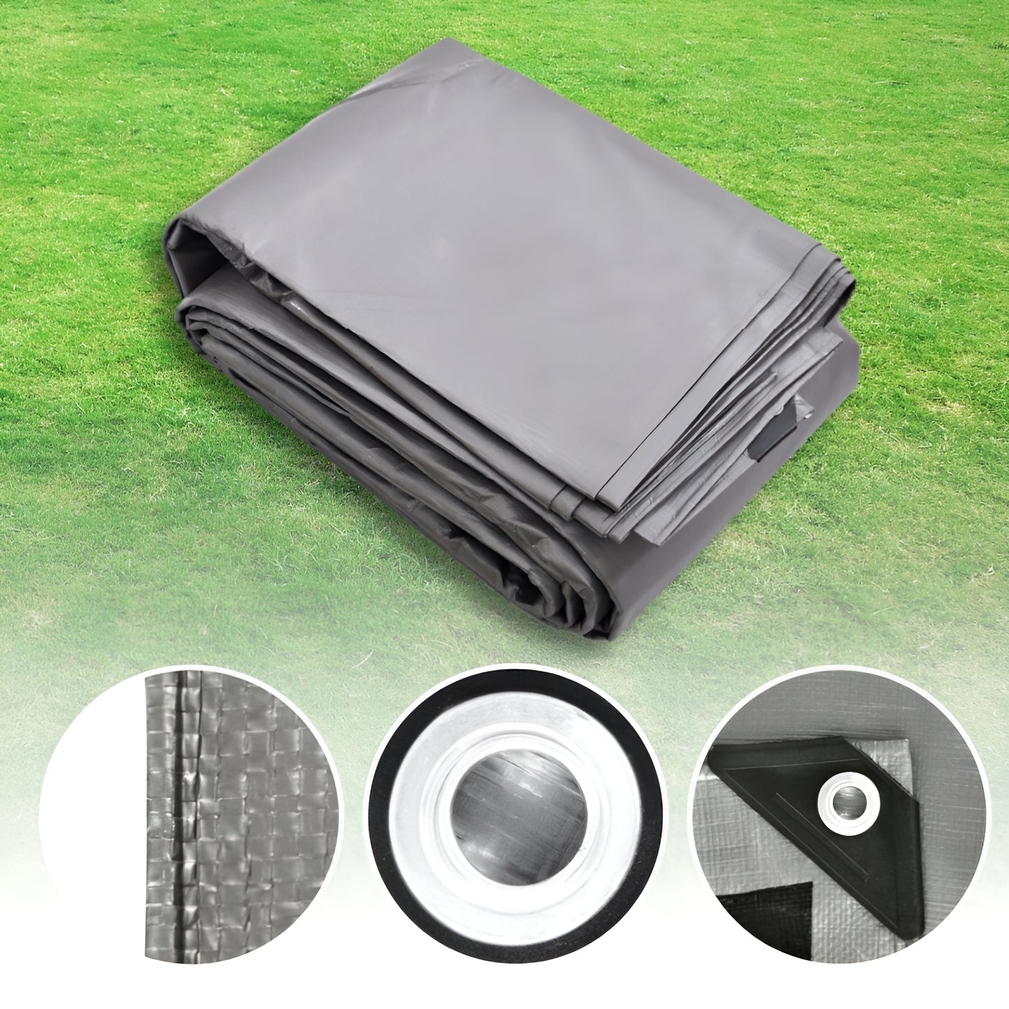 1.5 x 2 m Heavy-Duty Tarpaulin Cover - Silver/Black 260GSM - Waterproof, Frost-Resistant, UV Protection, Multipurpose, Groundsheet