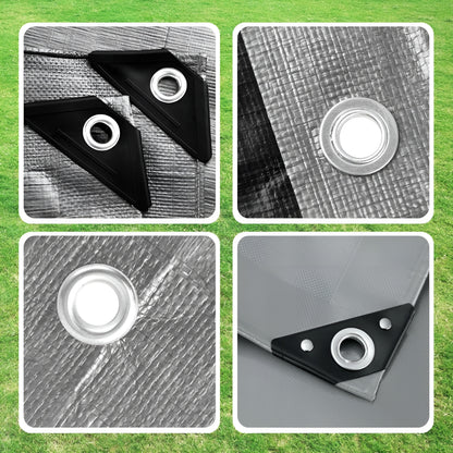 1.5 x 2 m Heavy-Duty Tarpaulin Cover - Silver/Black 260GSM - Waterproof, Frost-Resistant, UV Protection, Multipurpose, Groundsheet