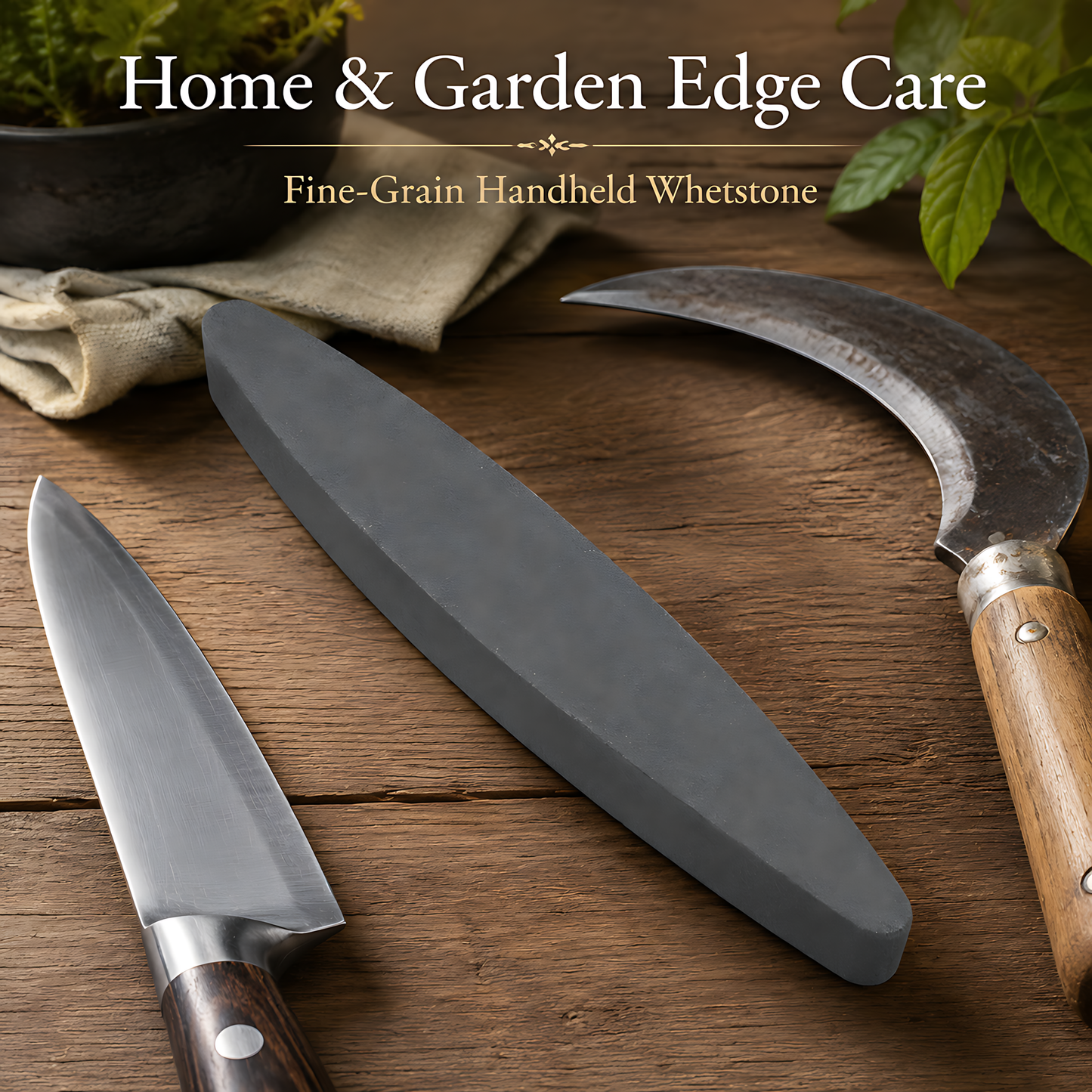 2 x Sharpening Stones 23cm Fine Grain Whetstones for Kitchen Knives, Scythes, Sickles, Garden Blades, Fine Edge Honing