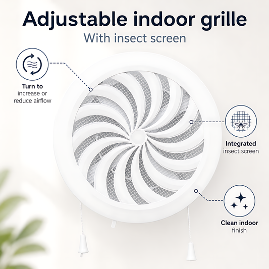 100-150 mm (adjustable) White Round Air Vent Grille Adjustable Shutter Duct Pipe