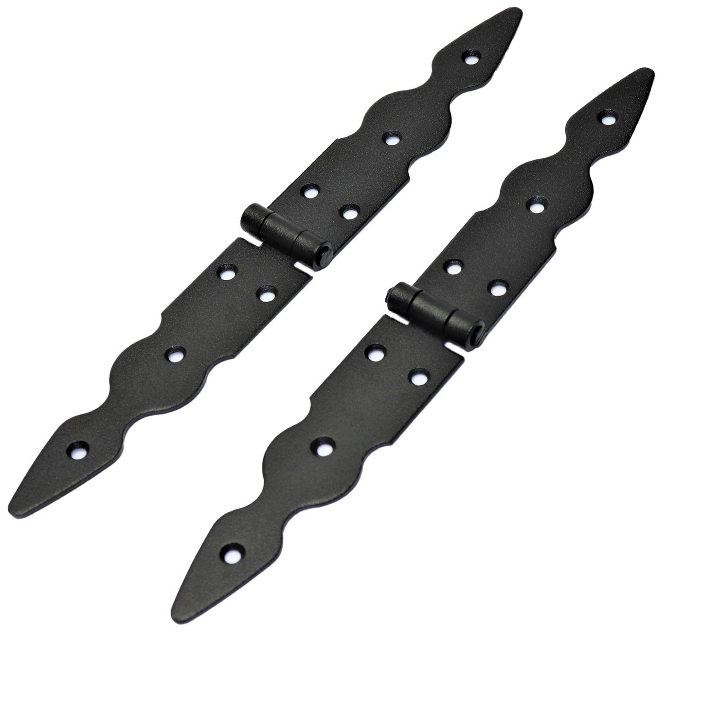 2 Pcs x 150+150 mm Backflap Hinge Black, Retro Steel Back Flap Hinges, Weather Resistant, Rust Proof Powder Coating, Strap Hinges
