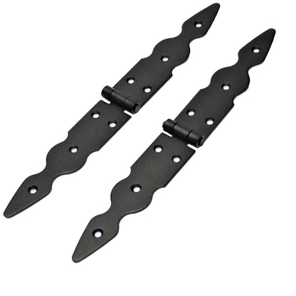 2 Pcs x 150+150 mm Backflap Hinge Black, Retro Steel Back Flap Hinges, Weather Resistant, Rust Proof Powder Coating, Strap Hinges
