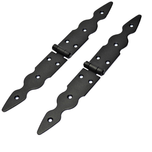 2 Pcs x 150+150 mm Backflap Hinge Black, Retro Steel Back Flap Hinges, Weather Resistant, Rust Proof Powder Coating, Strap Hinges