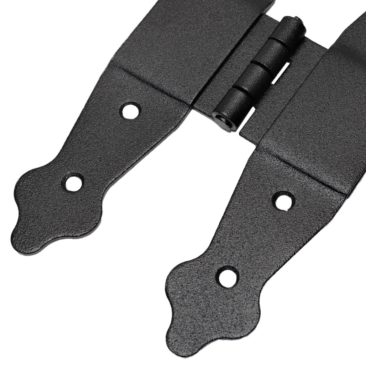 Pack of 2 x 195 mm H Type Hinge Black, Steel H-Shaped Hinges, Weather Resistant, Rust Proof Powder Coating, Strap Hinges