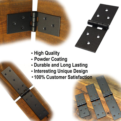 Pack of 2 x 100 Backflap Hinge Black, Steel Back Flap Hinges, Weather Resistant, Rust Proof Powder Coating, Strap Hinges