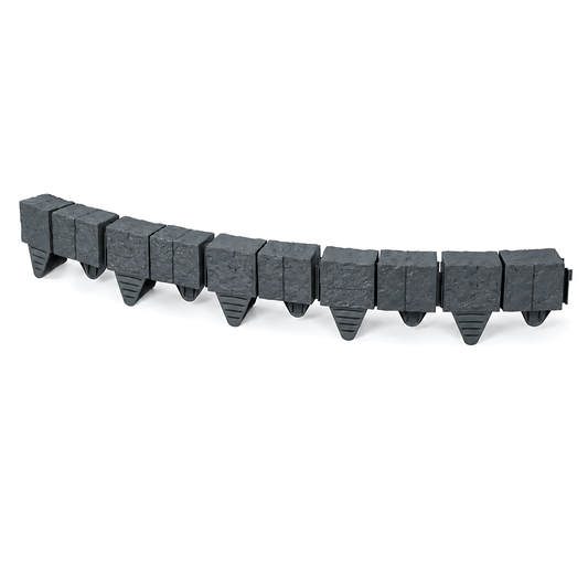 Lawn Edging Garden Palisade Anthracite Grey Stone Effect - 162cm Plastic Border, 6 x 27cm Push-In Sections for Outdoor Landscaping