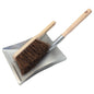 Stiff Bassine Hand Brush and Long Handle Metal Dustpan Set - 28cm Heavy Duty Wooden Scrubbing Brush with Hard Bristles and Pan