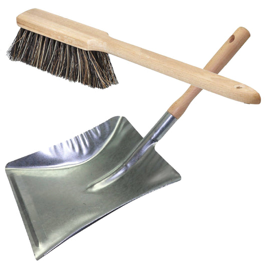 Universal Long Handled Brush & Dustpan Set - Heavy Duty, Rust Resistant