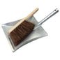Stiff Bassine Hand Brush and Galvanised Metal Dustpan Set - 28cm Heavy Duty Wooden Scrubbing Brush with Hard Bristles and Pan