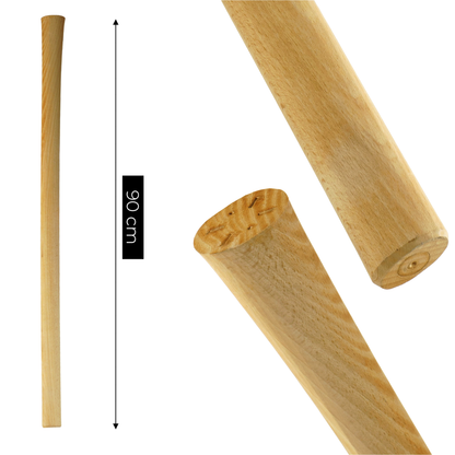 Hardwood Pickaxe Handle 90 cm / 36" - Strong Wooden Shaft for Mattock, Grubbing or Pick Axe Head - Smooth Ergonomic Grip Handle