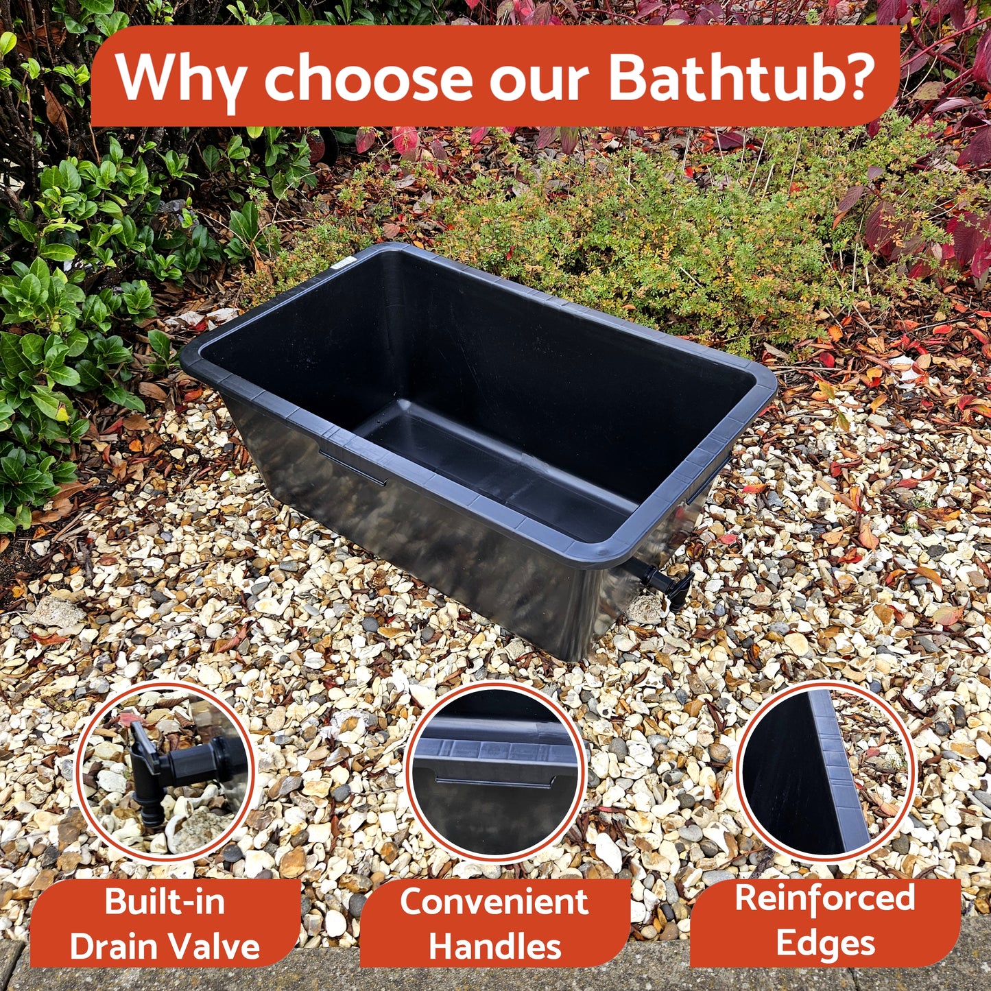 Dog Cat Pet Washing Bathtub with Drain Valve - Multipurpose Large 80 Litres Portable Bath Tub - Easy to Clean with Handles