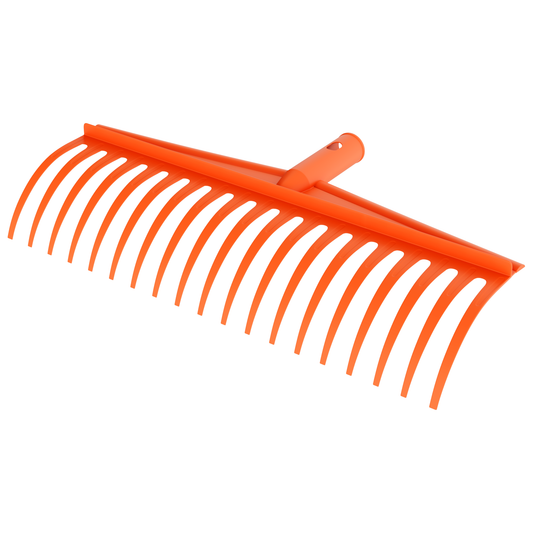 Heavy-Duty Garden Rake - 19 Tines / 44cm Wide Durable Plastic Head - Sturdy, Lightweight Tool for Lawn, Hay, Soil, Leaves