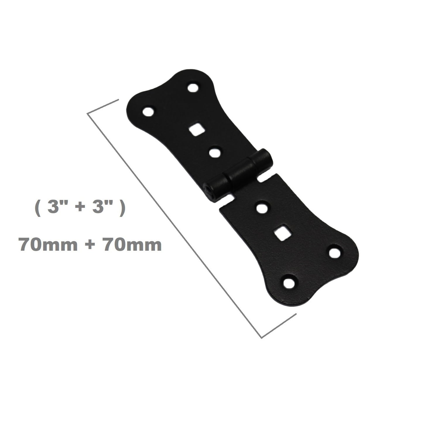 1 Pc x 70+70 mm Backflap Hinge Black, Retro Steel Back Flap Hinges, Weather Resistant, Rust Proof Powder Coating, Strap Hinges