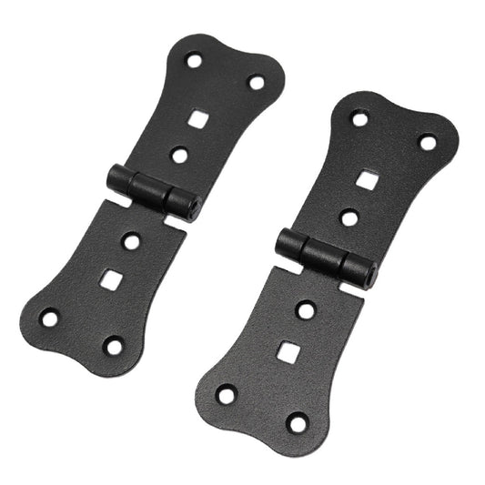 2 Pcs x 70+70 mm Backflap Hinge Black, Retro Steel Back Flap Hinges, Weather Resistant, Rust Proof Powder Coating, Strap Hinges